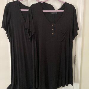 Lot of 2 Monnuro Black Tunic Tops Size 2X